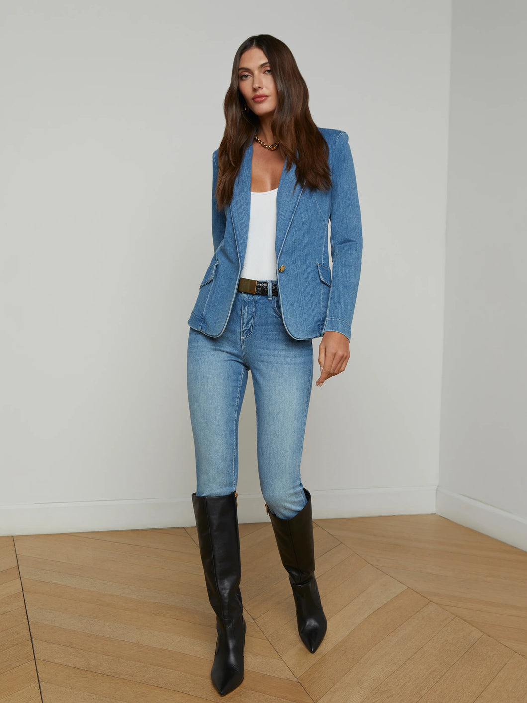 L'agence Baldwin Denim Blazer