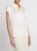 Load image into Gallery viewer, Vince Cap-Sleeve Ruched-Back Blouse
