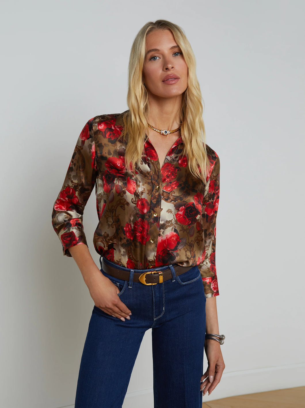 L'AGENCE Dani 3/4 Sleeve Blouse