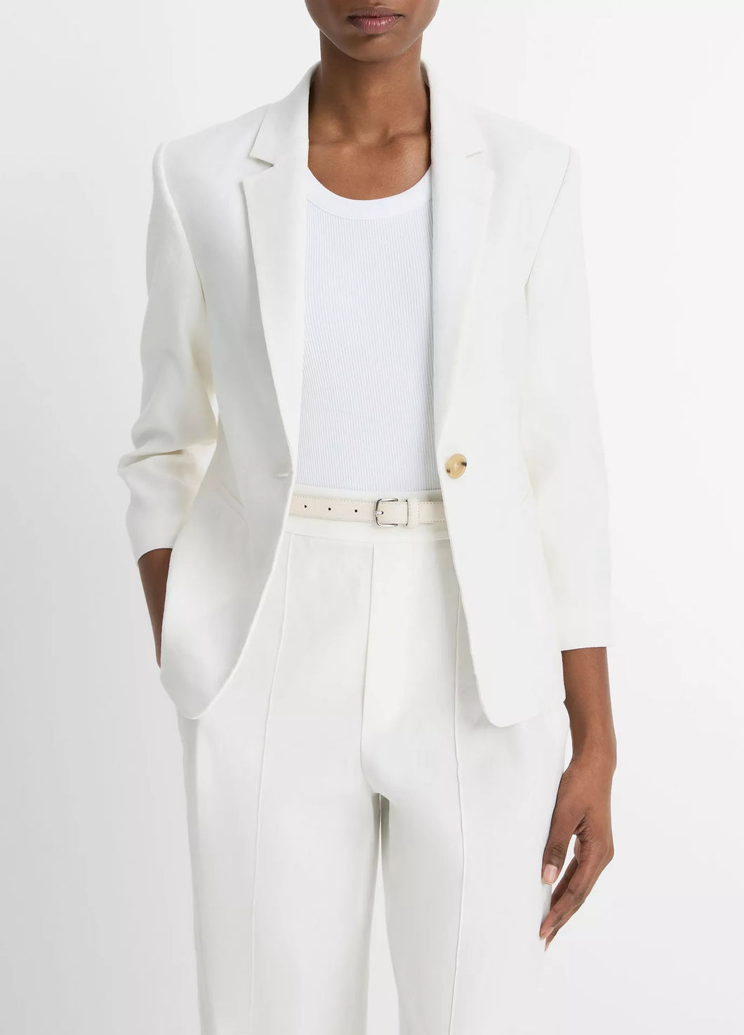 Vince Linen-Blend Shrinken Blazer