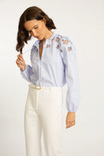 Load image into Gallery viewer, CABALLERO Riana Blue Micro Stripe Top
